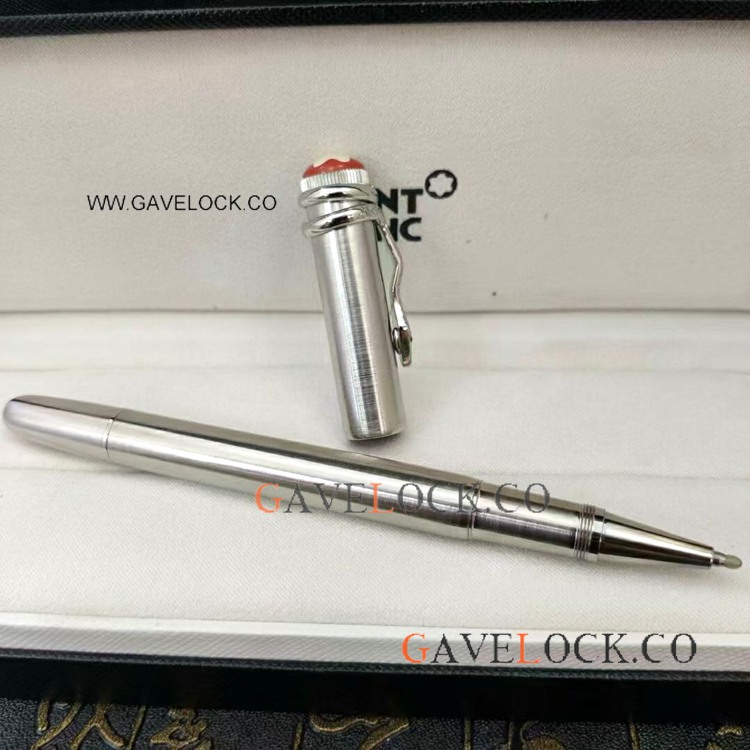 Fast Shipping Mont blanc Rouge Et Noir Silver Steel Rollerball Pen